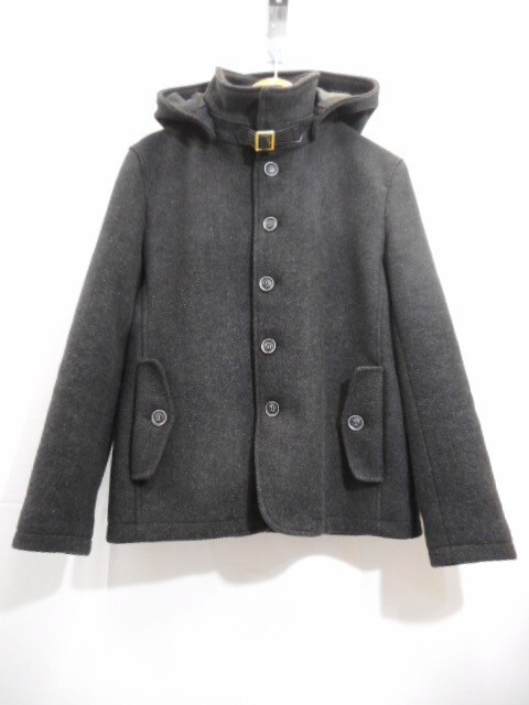 70 送100サ 1117YD08 FULL GLOW フルグロー ウール フードジャケット 61-H830-A ダークグレー サイズM 中古品拍卖