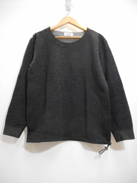 67 送60サ 1119YD05 FACTOTUM ファクトタム ウール混 長袖カットソー 日本製 ブラック サイズ44 中古品拍卖