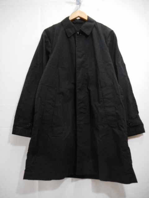 70 送60サ 1119YD06 nest robe CONFECT ステンカラーコート 綿100% 日本製 ブラック サイズ3 中古品拍卖