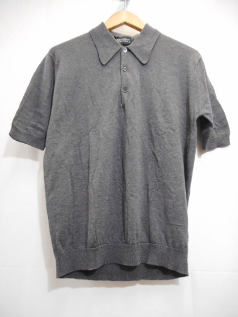 70 送60サ 1119YD07 John Smedley ジョンスメドレー 半袖ポロシャツ コットン100% イギリス製 グレー サイズXS 中古品拍卖