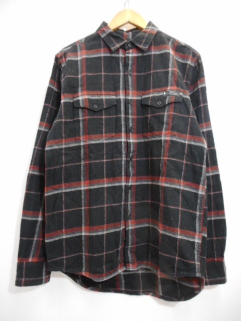 70 送60サ 1119YD08 Black Diamond ブラックダイヤモンド 長袖チェック柄シャツ ブラック×レッド サイズS 中古品拍卖