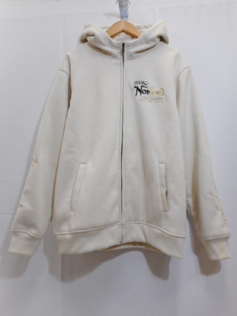 70 送80サ 1120YD08 Norton ノートン 裏ボア ジップパーカー 233N1310 英字ロゴ 刺繍 ポリスウェード オフホワイト サイズL 中古品拍卖