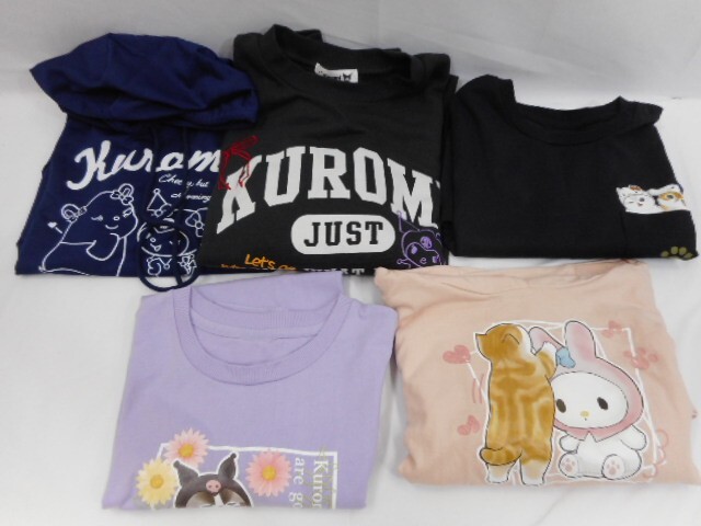 32 送60サ 1120YD17 サンリオ モフサンド クロミ マイメロディ ハローキティ Tシャツ 長袖 半袖 5着セット サイズF,M,L 中古品拍卖