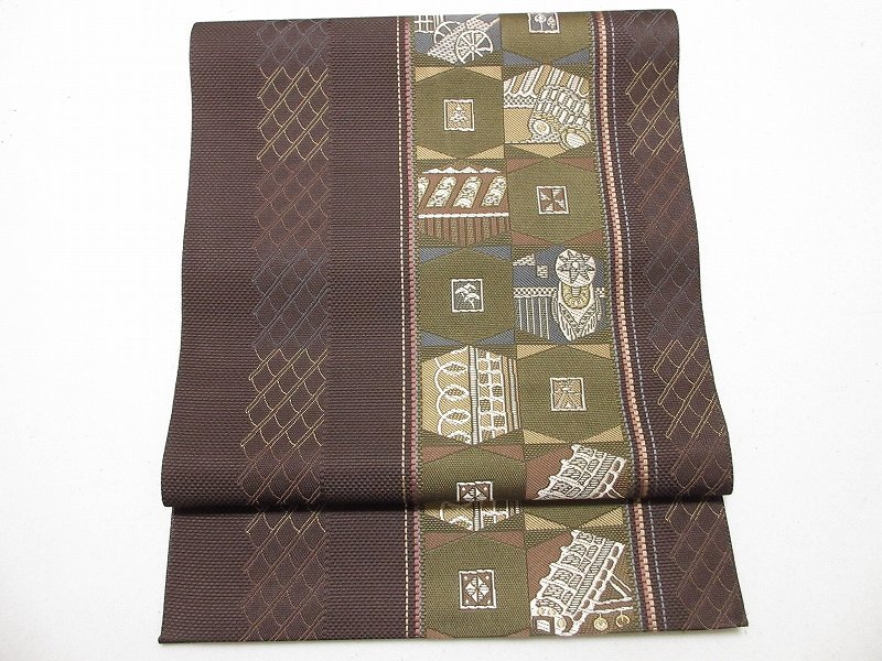 ドークブア■八寸名古屋帯 本場筑前博多織 瓦 黒鳶 未使用 極上の逸品 B04拍卖