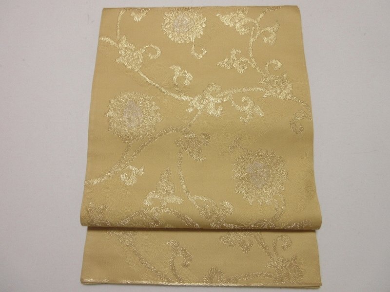 ドークブア■六通柄本袋帯 花唐草 香色 極上の逸品 B22拍卖