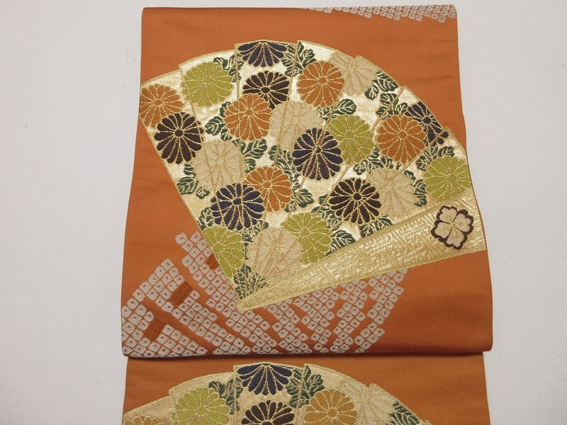 ドークブア■六通柄袋帯 白綾苑 大庭 扇面 未使用 極上の逸品 B13拍卖