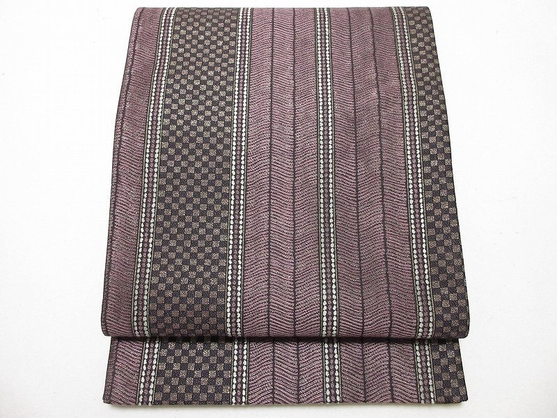 ドークブア■六通柄袋帯 市松に縞 極上の逸品 B21拍卖