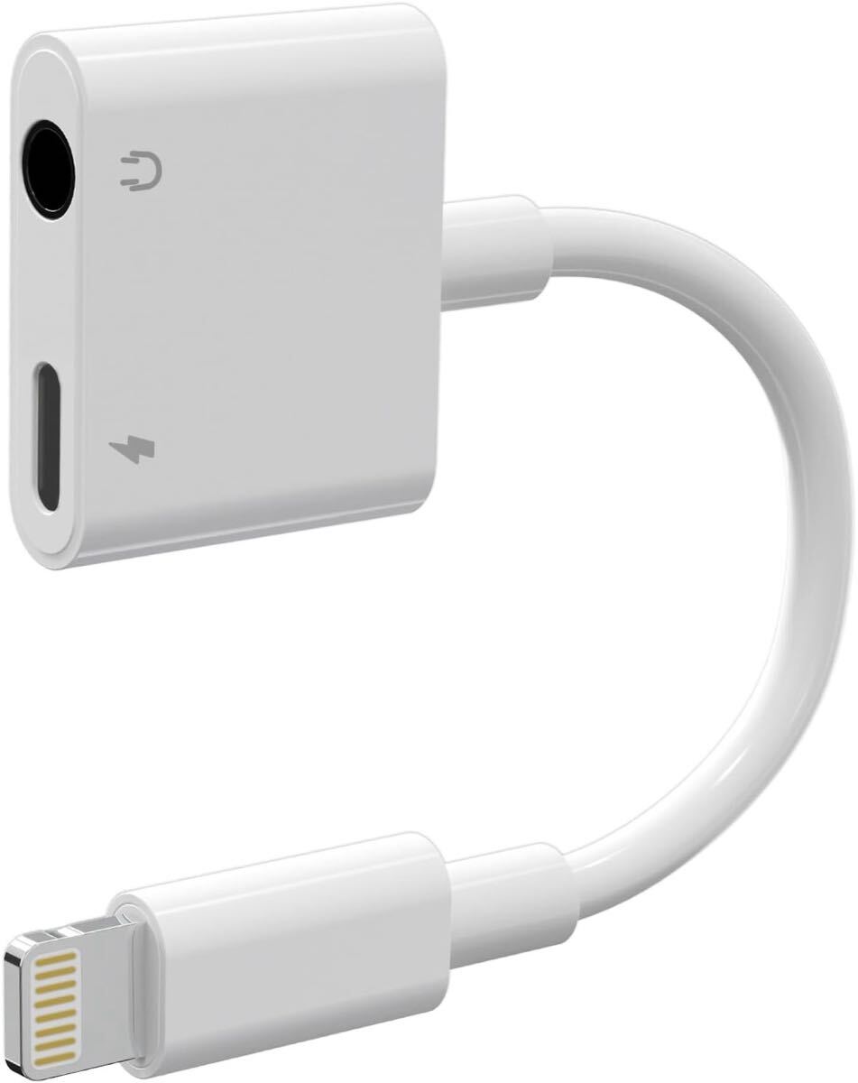 Lightning & 3.5mmイヤホンジャック 2in1変換アダプタ 充電しながら音楽再生可能 内蔵認証チップでiOS16/17完全対応 コンパクト拍卖