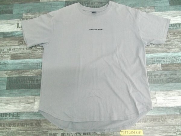 DISNEY ディズニー レディース ミッキー コミックプリント 半袖Tシャツ L くすみブルー拍卖