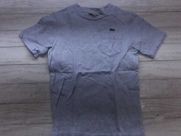 LACOSTE ラコステ メンズ トラッド アメカジ レギュラーフィット 鹿の子 半袖Tシャツ ポケット付き 綿100% 小さめサイズ XS 水色拍卖