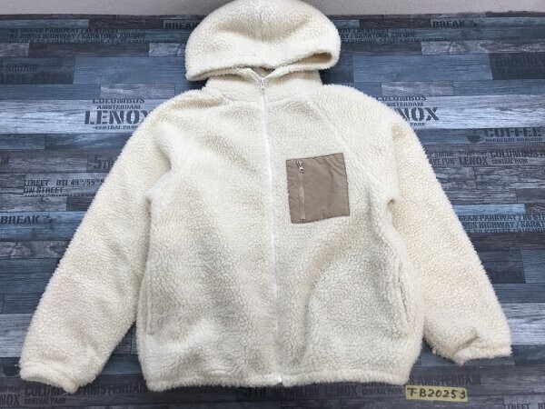 WEGO ウィゴー メンズ レディース ボア ジップ フード付き ジャケット S 白拍卖