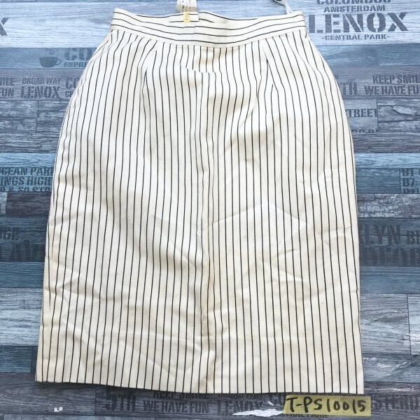 49AV JUNKO SHIMADA ジュンコシマダ レディース ストライプ 膝丈 タイトスカート 9 クリーム クリーニング済み拍卖