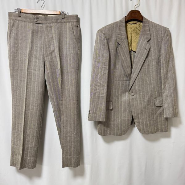 mila schn × 英國屋 テーラードスーツ ウール100% ヘリンボーン織り ベージュ系 Lサイズ相当 ヴィンテージ 日本製 w拍卖