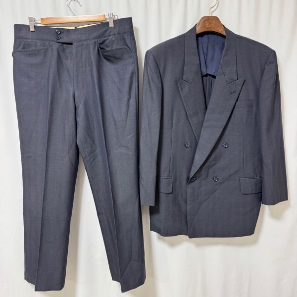 英國屋 オーダースーツ ネイビー ヘリンボーン ダブルスーツ ウール100% Lサイズ相当 日本製 1993年製 12v拍卖