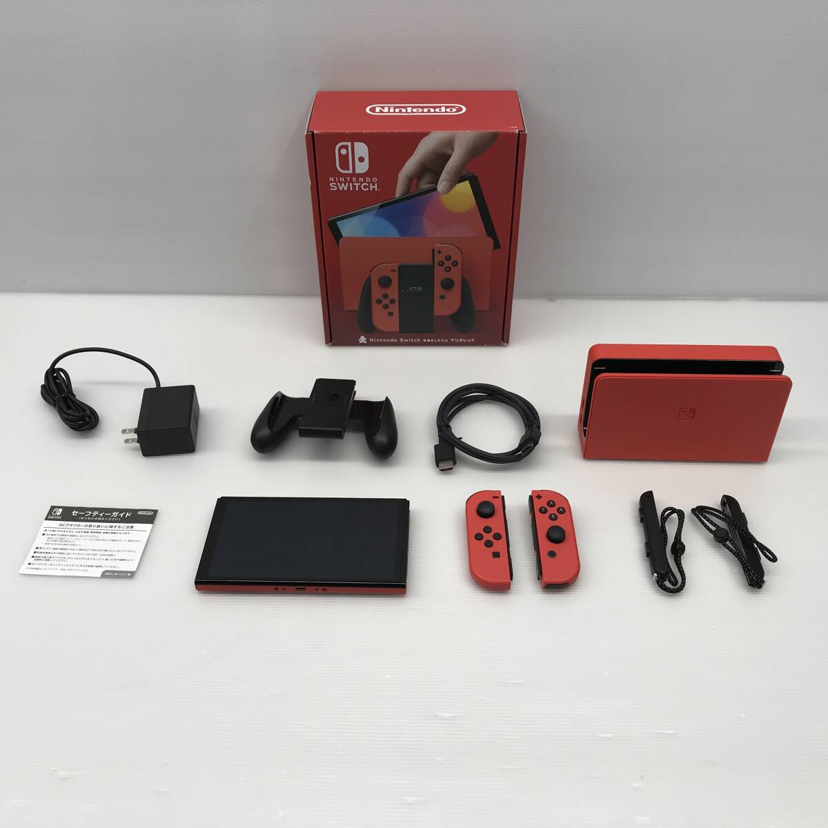 GB29 Nintendo Switch 有機ELモデル マリオレッド 本体/Joy-Con/ドック/Joy-Conグリップ/AC充電器/Joy-Conストラップ×2/HDMI/セーフガイド拍卖