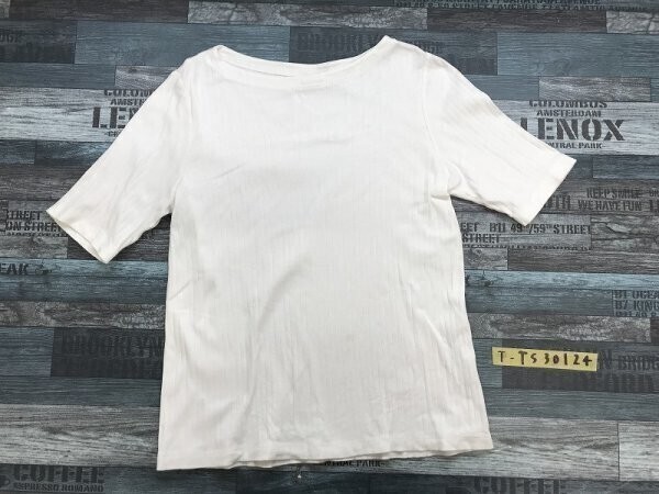 UNIQLO ユニクロ レディース 無地 リブ 半袖カットソー トップス 大きいサイズ XL 白拍卖