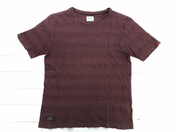 ダブルタップス WTAPS ドメスティック アメカジ ストリート ミリタリー シャドーボーダー 半袖Tシャツ メンズ コットン100% M エンジ拍卖
