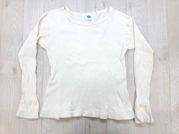 USA製 ワラワラスポーツ WALLA WALLA SPORT アメカジ ワッフル カットソー 長袖Tシャツ ロンT レディース コットン100% M アイボリー拍卖
