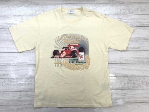 USA製 ルード RHUDE F-1 フォーミュラ1 レーシング モータスポーツ ストリート コラボ モナコグランプリ 半袖Tシャツ メンズ S ベージュ拍卖