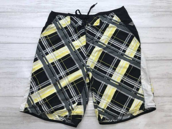 シムス SIMS ボード サーフ スポーツ ストリート チェック スイム ハーフ ショート パンツ ボトムス メンズ ポリエステル100% 30 黒 黄色拍卖