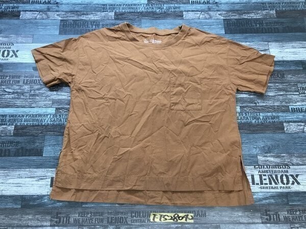 良品計画 無印良品 メンズ 胸ポケット付き コットン シャツ地 半袖Tシャツ L ブラウン拍卖