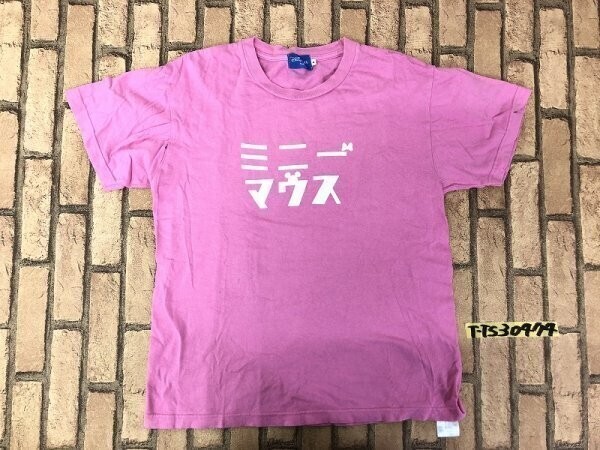東京 DISNEY RESORT ディズニーリゾート メンズ レディース カタカナ ミニーマウス 半袖Tシャツ M ピンク拍卖