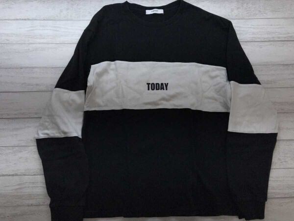 INHERIT インヘリット メンズ ドメスティック ストリート 古着 センターライン 長袖Tシャツ ロンT カットソー 綿100% L 黒 白拍卖