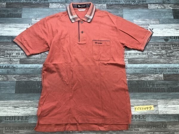 LYNX リンクス メンズ ゴルフロゴ刺繍 日本製 形状記憶 ニットシャツ M レンガグレー拍卖