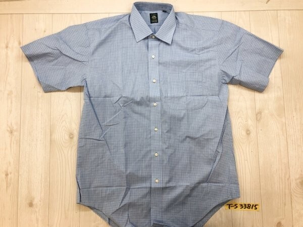 タグなし新品!USPA メンズ グラフチェック 胸ポケット 半袖シャツ L 青拍卖