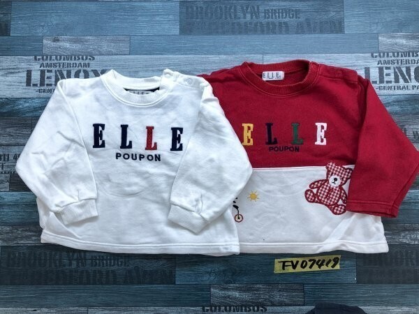 ELLE エル キッズ ビッグロゴ刺繍 色違い トレーナー 2点セット まとめ売り 95サイズ 白・赤拍卖