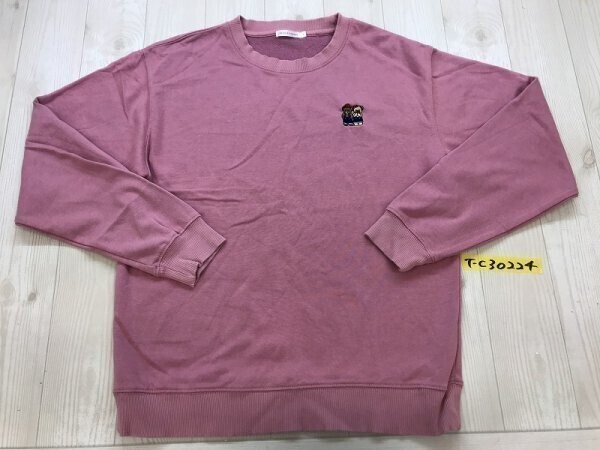 WEGO STANDARD ウィゴー レディース くま刺繍 スウェットトレーナー L くすみピンク拍卖