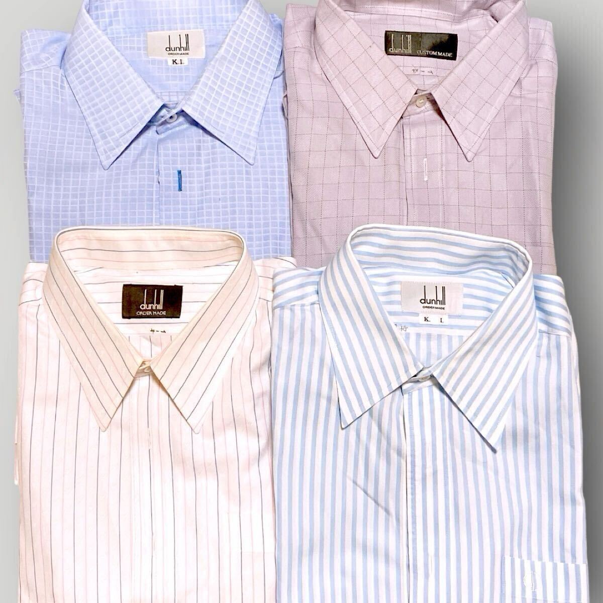 ブランドシャツまとめ dunhill メンズ 長袖シャツ ワイシャツ ネーム入り M 4点拍卖