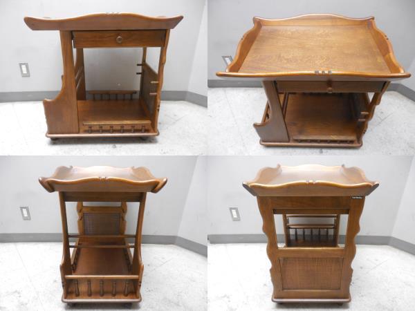 Karimoku・カリモク家具・木製ワゴンラック・キャスターつき / ビンテージ サイズ W67×D48.5×H70㎝ 拍卖