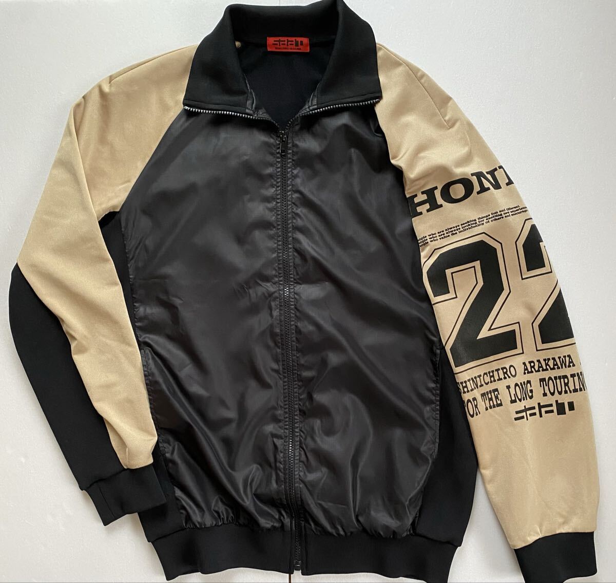 HONDA × SHINICHIRO ARAKAWA COLABO ホンダ ×荒川眞一郎 トラックジャケット ジャージ メンズ サイズL ブラック/ゴールドベージュ拍卖