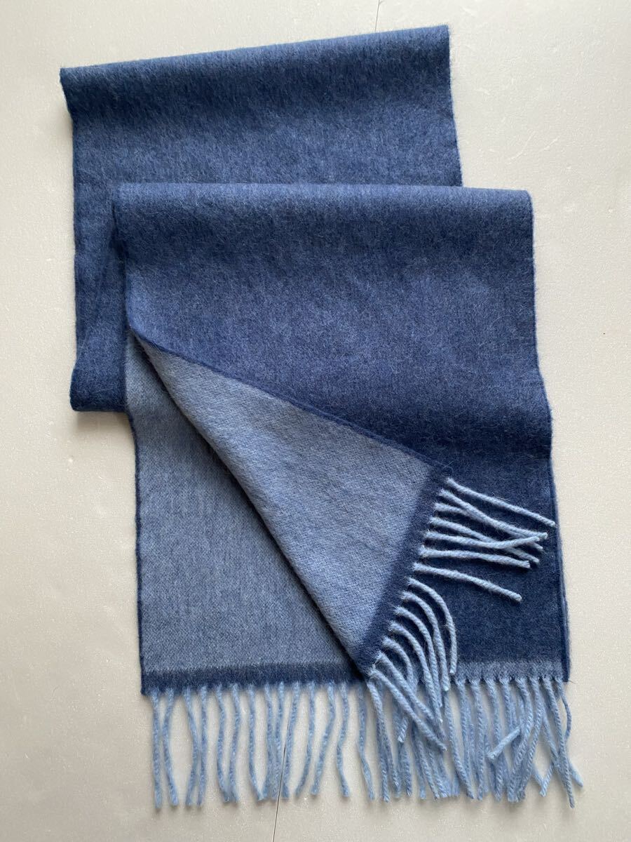 美品◆DRAKE'S ドレイクス アンゴラ混 ウールマフラー リバーシブル 英国製 スコットランド拍卖