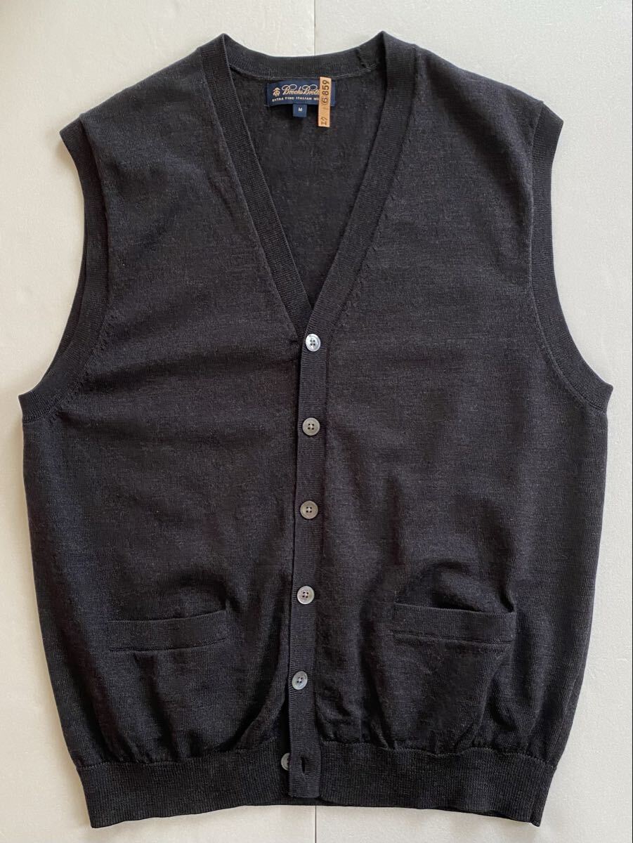 美品◆Brooks Brothers ブルックスブラザーズ ウールニットベスト イタリアン メリノウール フロントボタン メンズM拍卖