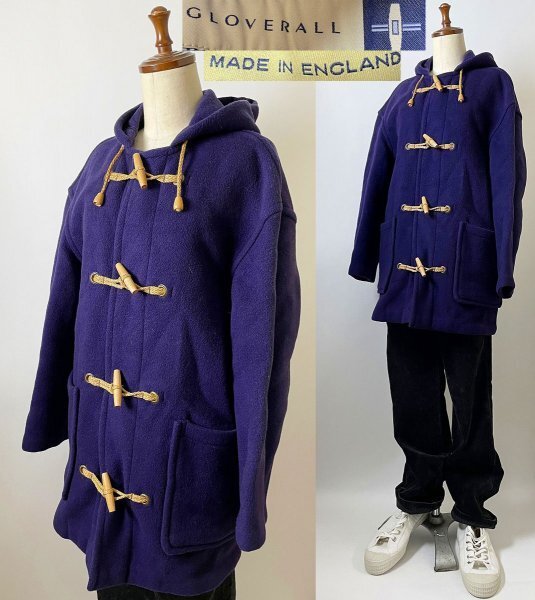 ★【希少 90s 初期タグ イングランド製】名作 90s ビンテージ GLOVERALL グローバーオール ダッフル コート 34 (Sサイズ相当) パープル系拍卖