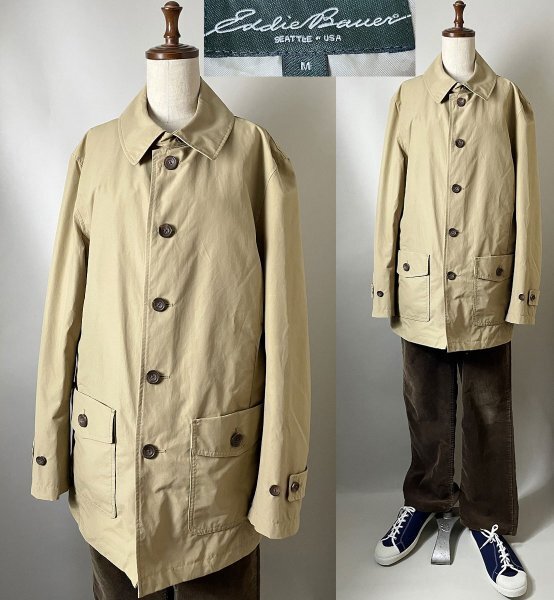 【希少 近年 ビンテージ Y2K 00s 2000年代】Eddie Bauer EB TEK エディーバウアー コットン系 ライト シングル ボラン コート M ベージュ系拍卖