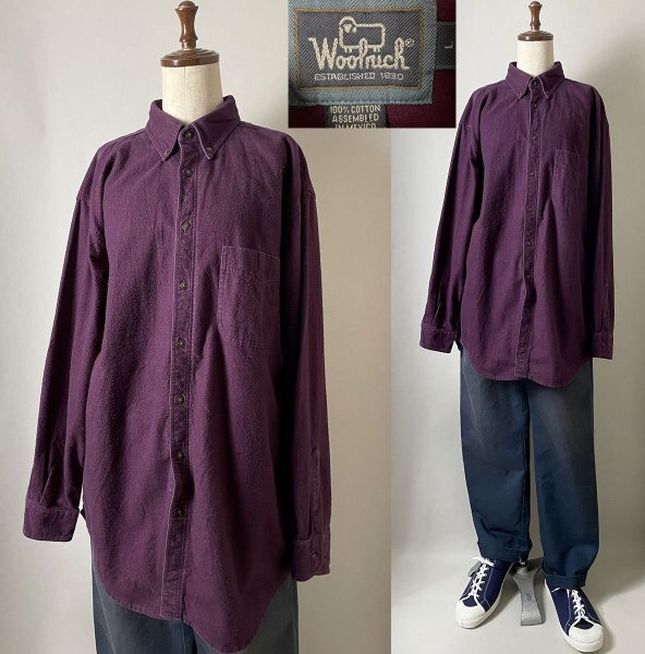 【希少 メキシコ製】90s ビンテージ 名作 Woolrich ウールリッチ CHAMOIS CLOTH SHIRT シャモア クロス やや厚手 フランネル ネル シャツ L拍卖