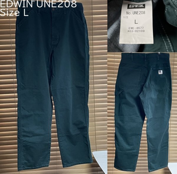 ★【激安1点のみ 国内正規品 ベトナム製】EDWIN エドウィン UNE208 綿100% STEPMARK ルーズ ペインター パンツ サイズ L USED グリーン系拍卖