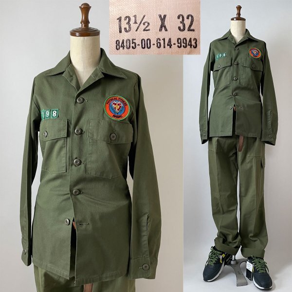 ★【ビンテージ 1980年製】80s 名作 希少 US ARMY SHIRT MEN'S UTILITY 米軍 アメリカ軍 アーミー ユーティリティー 長袖 シャツ XS程度拍卖