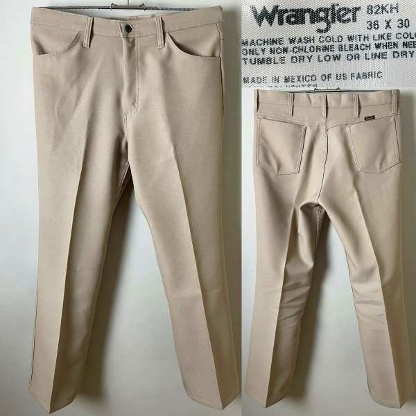 ★【汚れ有希少 90s メキシコ製】レア! WRANGLER ラングラー 82KH スタプレパンツ(ランチャーパンツ)ブーツカット W36 L30 ベージュ系拍卖