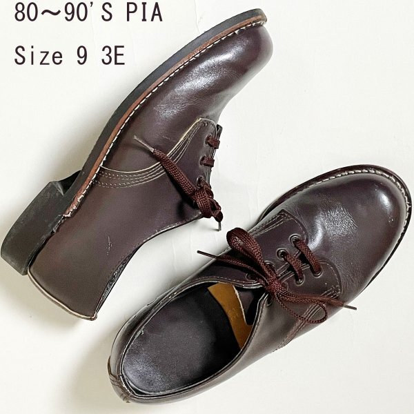 ★名作ビンテージ 希少80~90'S PIA プリズナー ワークシューズ(プリズン 外羽根 オックスフォード ) 9EEE(3E 27cm) NITRENE SOLES社製拍卖