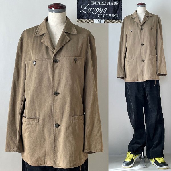 ★【90s 名作アーカイブ 日本製 初期モデル】EMPIRE MADE ZAZOUS CLOTHING ザズー コットン ナイロン ヘリンボーン ジャケット ブルゾン S拍卖