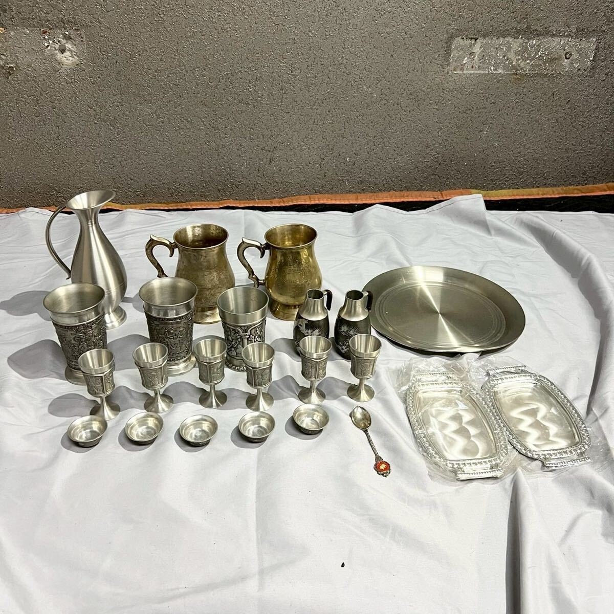 1円〜 おまとめ 錫製品 食器 錫 盃 錫製 酒器 お猪口 プレート など拍卖