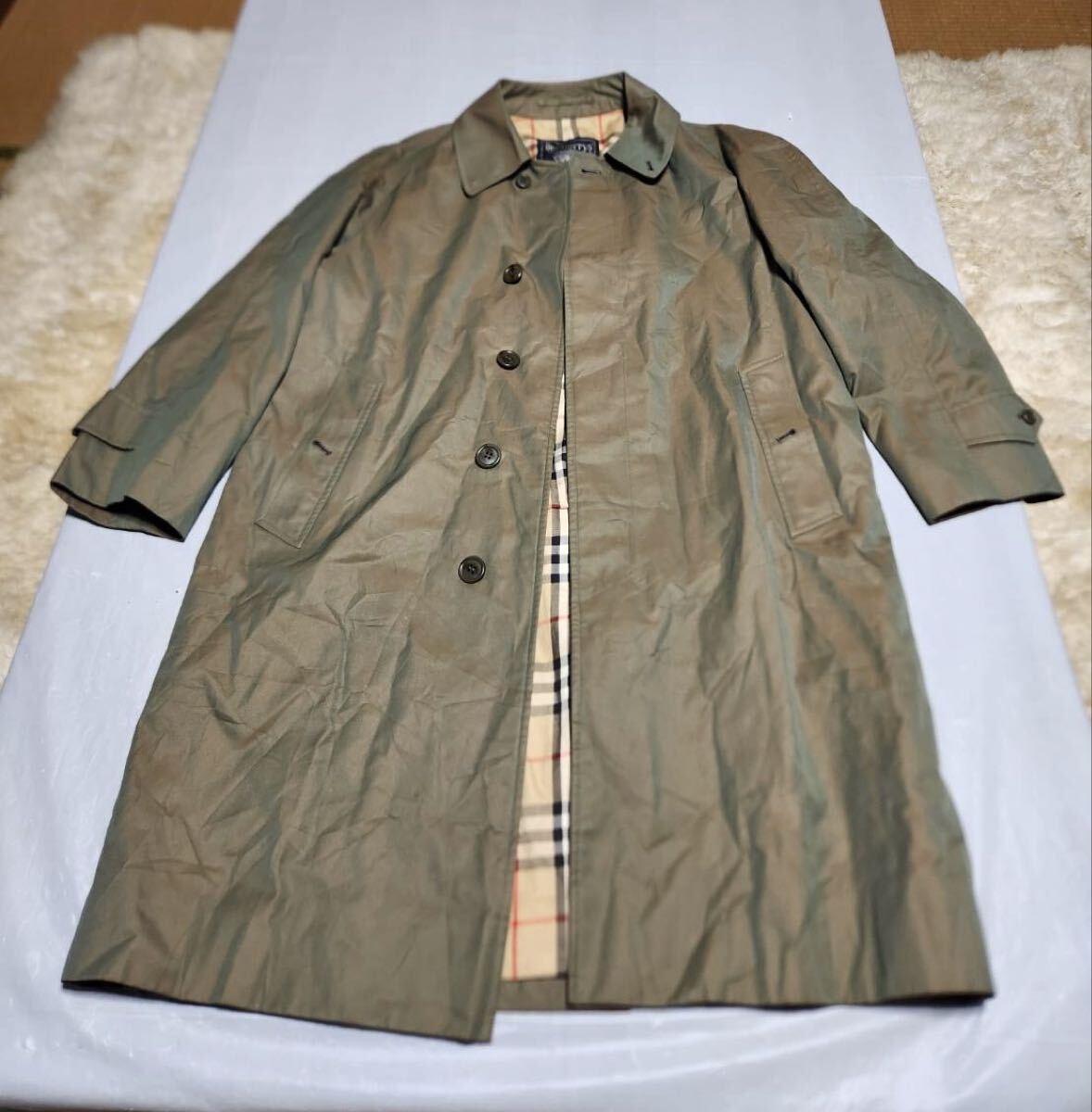 Burberrys バーバリー ロングコート ノバチェック グリーン系 メンズ S拍卖