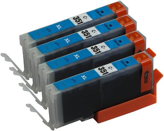 ★★Canon キヤノン BCI-351XLC 増量版 シアン 単品4個セット ICチップ付き BCI-351XL+350XL/6MP & BCI-351XL+350XL/5MP 対応 互換インク拍卖