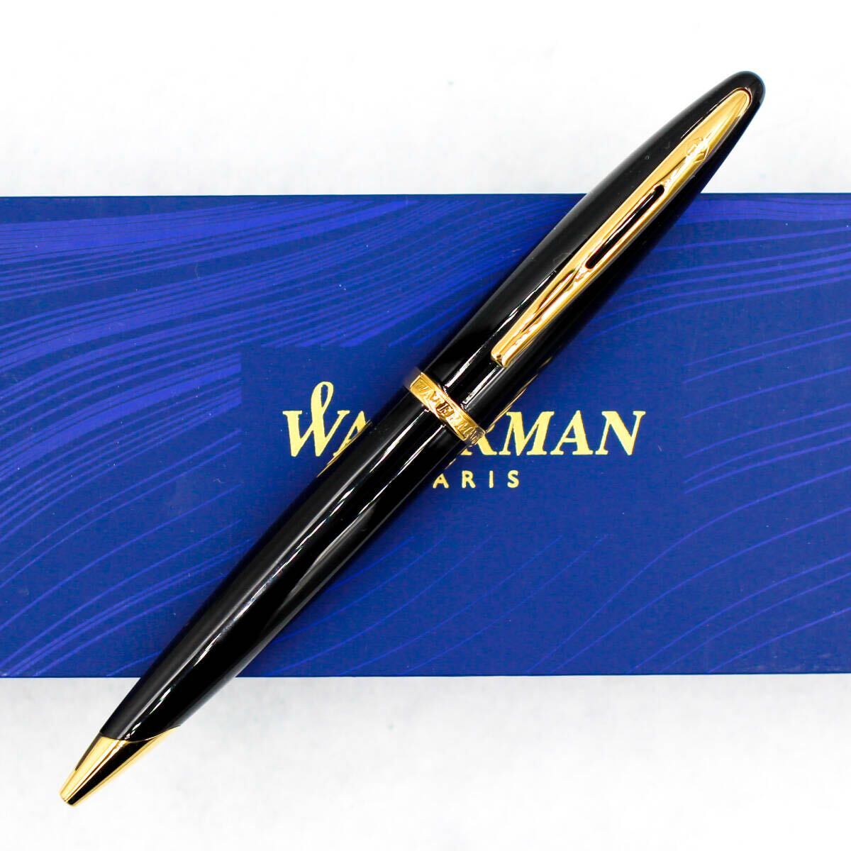 未使用 ウォーターマン カレン ブラックシー ゴールド・トリム ボールペン 元箱付 WATERMAN CARENE BALLPOINT PEN (止呂)拍卖