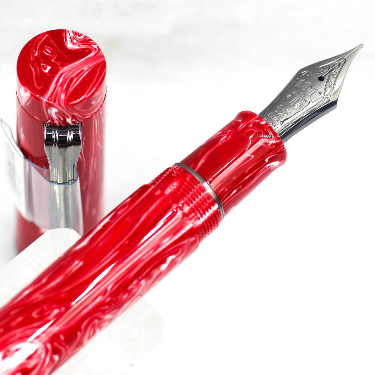 未使用 絶版 セーラー ルミナスシャドー ダスクレッド アクリル切削 万年筆 KOPサイズ 超大型21金Mニブ 純正コンバータ・元箱付拍卖