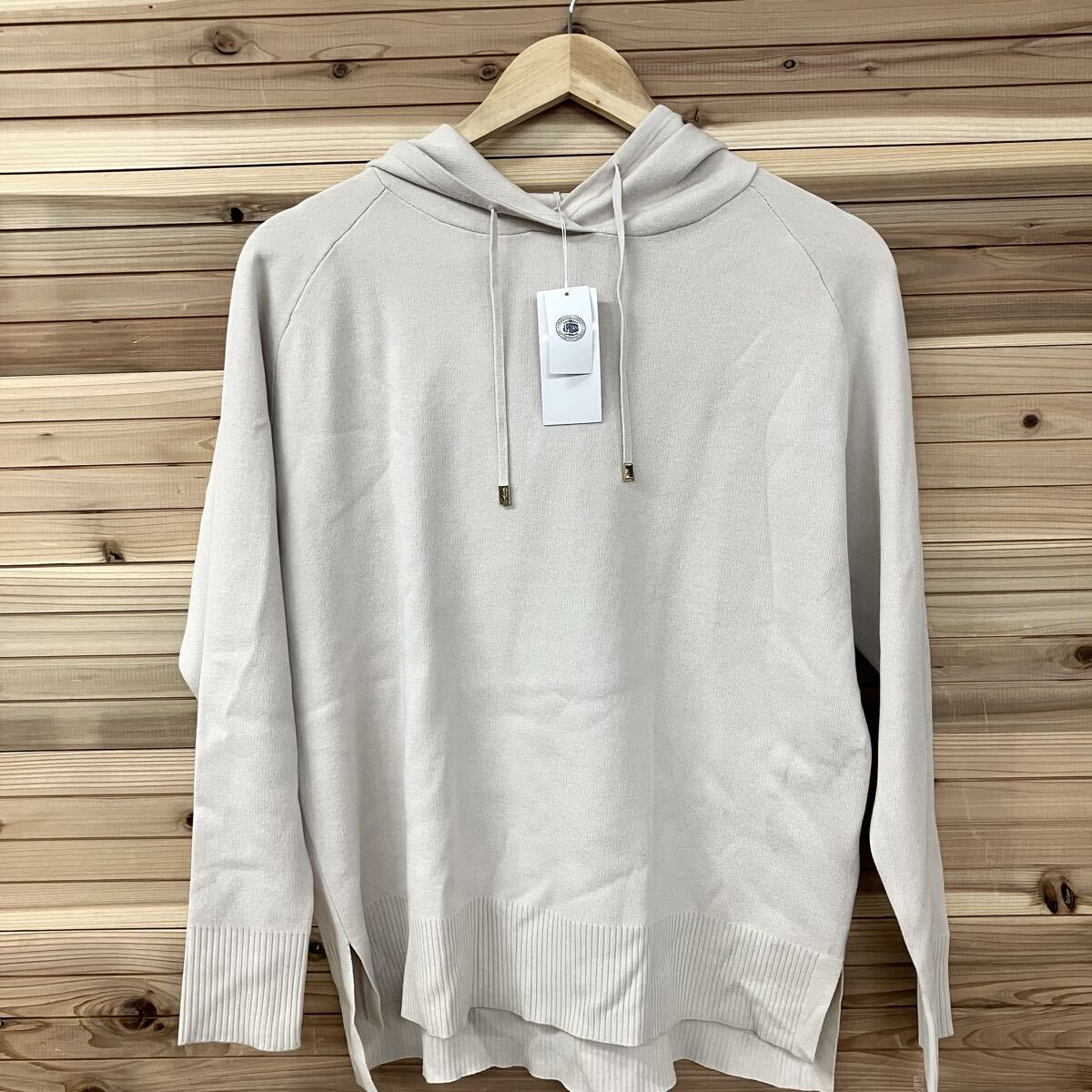 1 EN J.PRESS LADIES Mサイズ 洗える フーデッドニット パーカー ベージュ ジェープレス拍卖